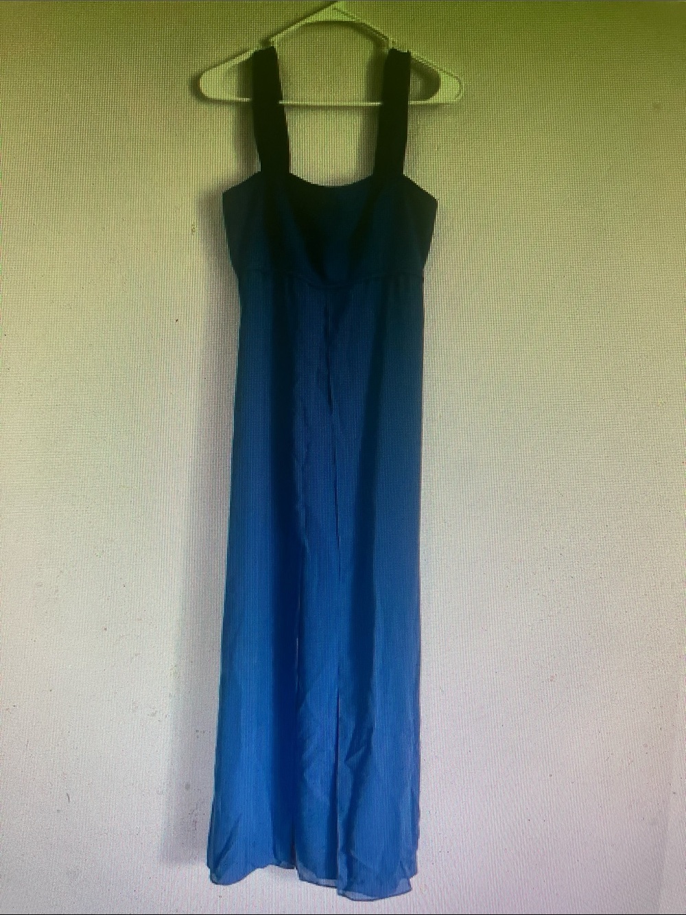 Blue Empire-Waist Maxi Prom Dress